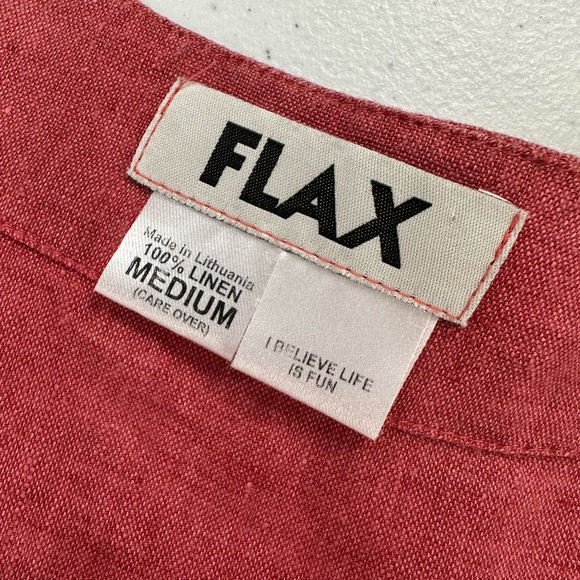 FLAX Linen Boxy Button Shirt Jacket Lagenlook Layering Essential Cottage Med - Picture 3 of 9